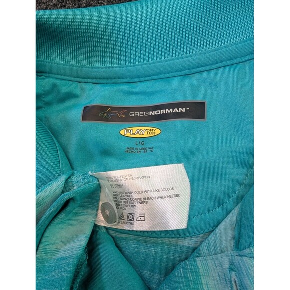 Greg Norman Golf Shirt Play Dry Performance Size Large Teal Blue - Picture 4 of 7
